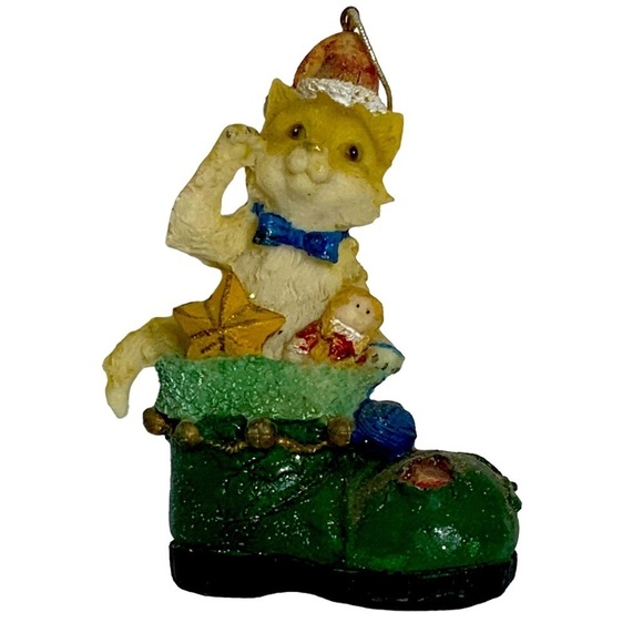 Vintage Cat Puss in Boots Ornaments Christmas Tree Decor Cats in Boots Set of 2 - Picture 8 of 16